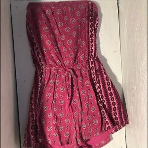 Cute indie pattern tube top romper